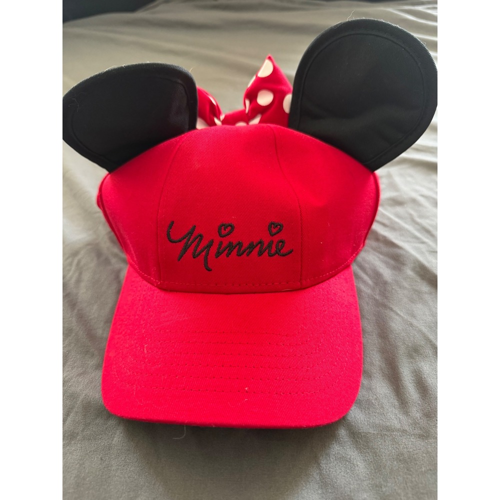 Disney Minnie Mouse Red Snapback‎ Hat with Ears and Polka Dot Bow Essential Caps